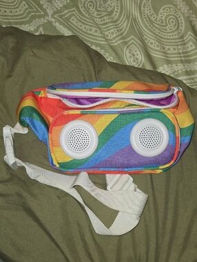 Rainbow Diagonal Stripe Speaker Fanny Pack